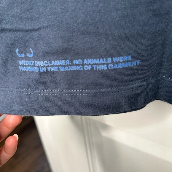 Wuxly XL Organic Cotton T-Shirt Made in Canada Origami Bird Logo Navy Blue - Picture 5 of 14